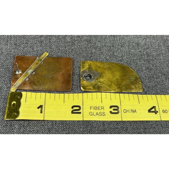 Vintage Artisan Mixed Metal Mis Matched Stud Earrings - Picture 4 of 6